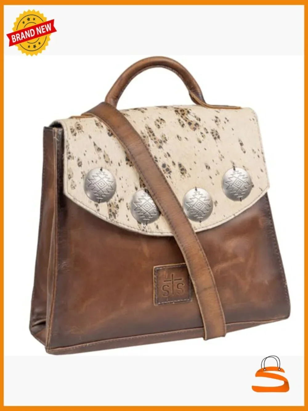 Convertible Western Backpack With Animal Print - Brown Leather